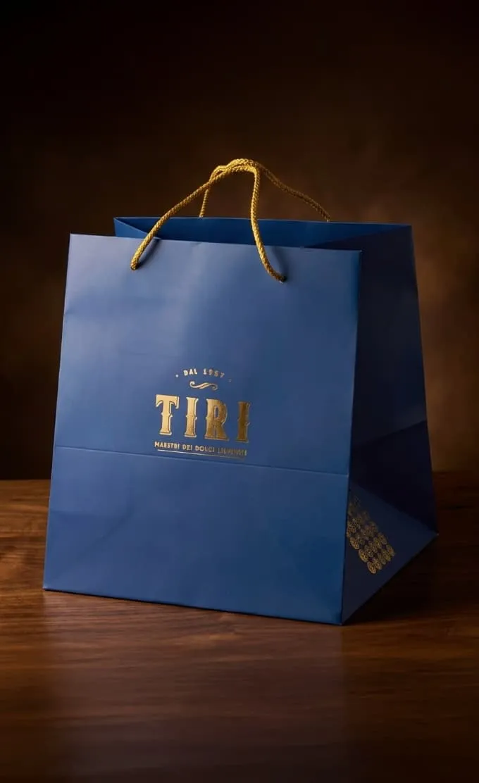 Tiri Shopper Grande Blu Oro 32x28,5x36 cm carta regalo